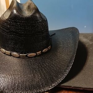 Sleek Black Cowboy Hat with Silver Accents